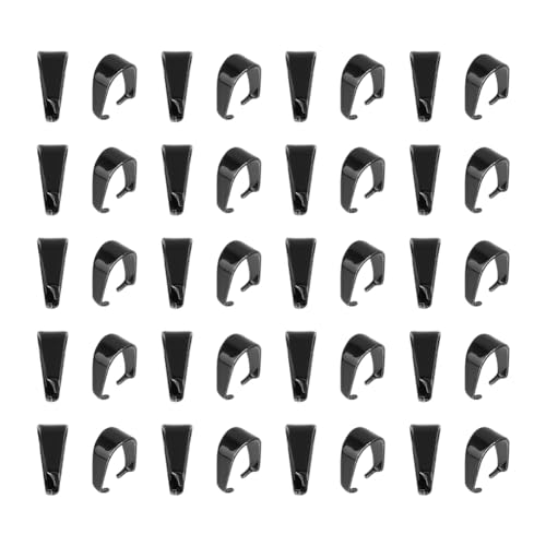 UNICRAFTALE About 100Pcs 304 Stainless Steel Black Snap on Bails Charm Ice Pick Pinch Bails Connectors Metal Pendant Clasp Pin 0.6mm for DIY Charm Necklace Jewelry Making