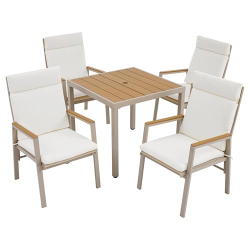 Juego de comedor de jardín de 4 plazas SUKY con mesa y sillas caqui 5