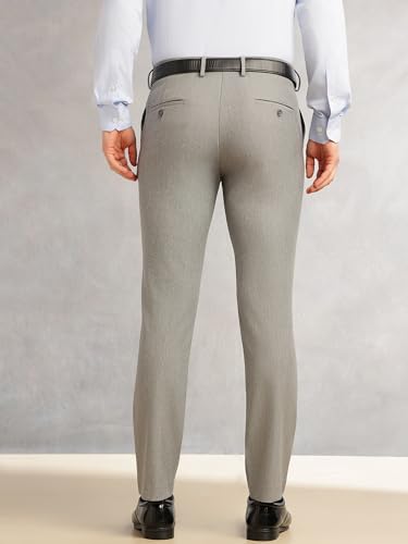 Image of Thomas Scott Men's Regular Fit Mid-Rise Solid Formal Performance Trouser | Flexi-Waist & 4-Way Stretch | 4 Pockets | Button Closure