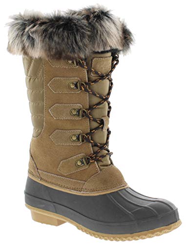 Khombu Women’s Emily Waterproof Snow Boots, Otter, 9 M US