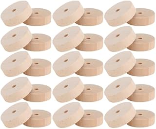 VILLCASE 30pcs Wooden Wheels, 28mm Wooden Wheels for Craft Unfinshed Wooden Wheel Wooden Toy Wheel Wooden Craft Wheels Wood Wheels for DIY Model Cars Wooden Christmas Ornaments