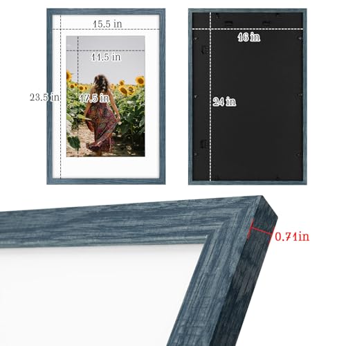 Image of Frametory, 16X24 Picture Frame Display 12X18 with Mat or Without Mat, Horizontal or Vertical Wall Poster Frame with High Definition Glass, Wide Molding, Perfect for Home Decorate (Blue, 2 Pack)