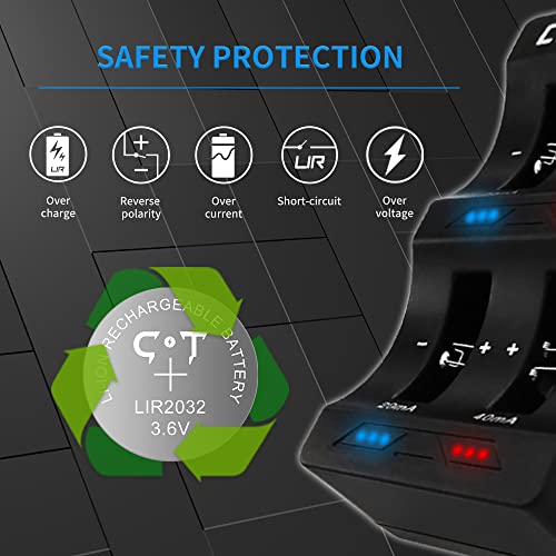 Ct-Energy Lithium Coin Button Cells Battery Charger With 4 Pack 3.6V Rechargeable Lir2032 Batteries Replace 3V Cr2032 Battery #TOP1