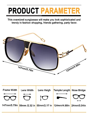 Frienda 3 Pairs Retro Sunglasses for Men Oversized Men Shades Glasses Fashion Alloy Metal Gold Frame Polarized Sun Glasses2