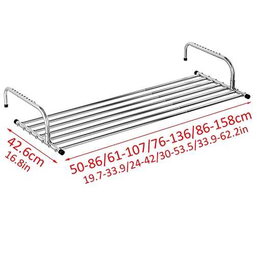 Étendoir à linge pliable et extensible de 76 à 136 cm pour balcon