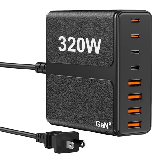 beniflt 320W USB C Charger Block, 8-Port USB C Charging Station PD 65W PC Laptop Fast Charger Adapter for MacBookPro/Air,DELL,iPad,Portable Charging Station for iPhone,Samsung Galaxy