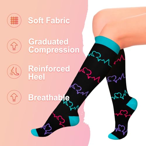 Image of Iseasoo 4 Pairs Compression Socks for Women Circulation-Best Support for Nurses,Running,Athletic,Travel