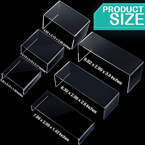 4 Set Acrylic Display Risers Medium And Large Display Stand Shelf Acrylic Risers For Display Cupcake Acrylic Riser Showcase Clear Figure Jewelry Collectibles Stands Desktop Shelf For Organize #TOP1