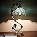 WERFACTORY Tiffany Lamp Sea Blue Stained Glass Dragonfly Style Desk Reading Light, Metal Leaf Table Lamp Base 8X10X21 Inches Decor Small Space Bedside Bedroom Home Office S147 Series