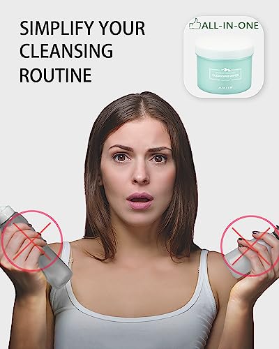 Amiir 100'S Jar Pre-Moistened Face Makeup Remover Wipes Sensitive Skin All-In-One Facial Cleansing Hydrating No-Dry-Out Gentle Alcohol-Free, 2 Jars #TOP2