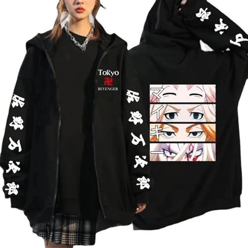 Zolito Tokyo Reven-gers Sudadera Hombre con Capucha Hoodie, Sudaderas Anime de Manga Larga con 3D Impresión, Jersey Suelto Deportivo Estilo para Al Aire Libre, Casual Street Style(Black1,S)