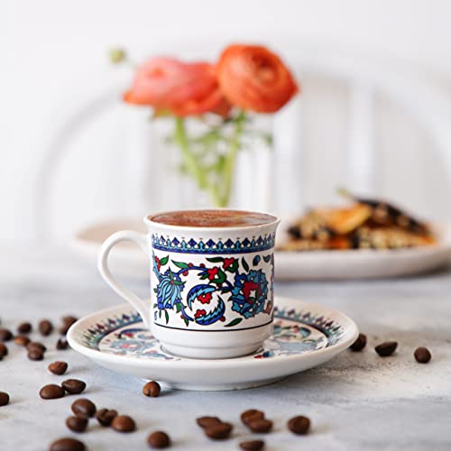 Santa Marla F1 Turkish Coffee Cup Set - Turkish Coffee Cups Set Of 6 With Saucers And Cup Holder For Home Office, Ceramic Keeps Coffee Warm, Dishwasher-Safe, Create Happy Times With The Patterned Coffee Mug Set. thumb #4
