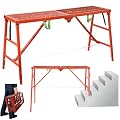 Portable Folding Scaffolding Platforms,59(L) X15.7(W) X27.5-45.6(H)'' Adjustable Work Platforms with 800 Lb Duty Rating,Steel Work Platforms for RV Cleaning High Painting Walls, Drywall, Decorating
