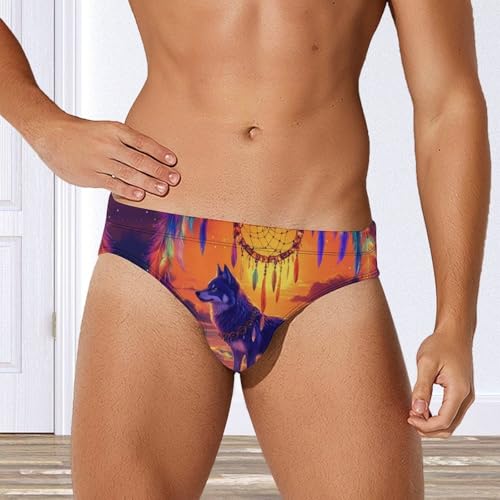 Wolf Dream Catcher Men's Swim Trunks Briefs Swimsuit Swimwear Bathing for Underwear Beach3