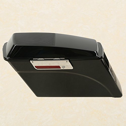 Xfmt Black Hard Saddlebags Trunk W/Speaker Lid Latch Key Compatible With Harley Touring Road King 1994-2013 #TOP3