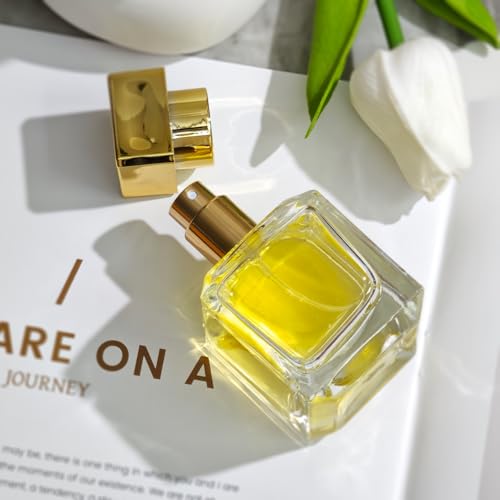 50ml/1.7 Oz Glass Spray Bottle Perfume Atomizer,Glass Perfume Square Refillable Spray Bottle Empty with 3 Kinds of Dispenser (Clear)2