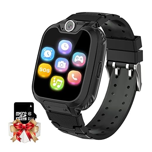Smartwatch barn telefon – spel musik barn smart klocka [1 GB micro SD ingår] med samtal kamera spel väckarklocka musikspelare för pojkar flickor 3–12 (svart)