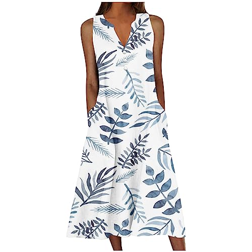 AMhomely Summer Dresses for Women 2023, Women Summer Style Feminino Vestido T-Shirt Cotton Casual Plus Size Ladies Dresses, 6 Navy, XXL