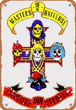 Ysirseu Cartel de metal vintage de hojalata divertido de él, con diseño de rosas y parodia del apetito y destrucción de Eternia, póster de placa