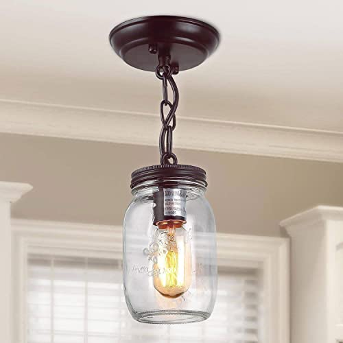 Lnc Flush Mount Light Fixture,Farmhouse Mason Jar Pendant A03220, Single Ceiling #TOP9