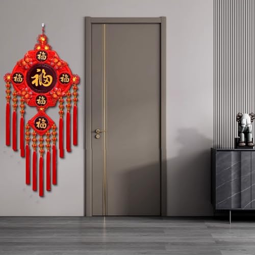 Nudo chino con borla Fu Tipo B adorno colgante tradicional para Año Nuevo 8