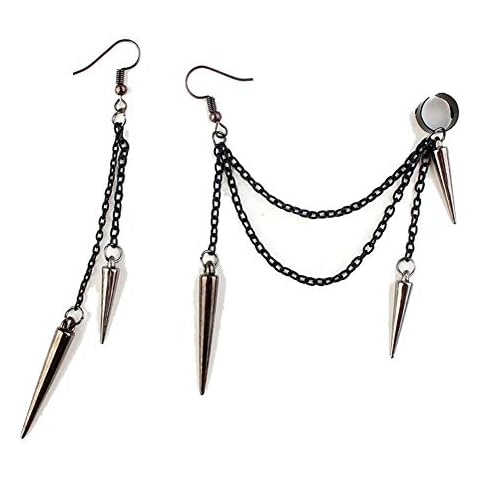 Single Long Chain Dangle Earring Threader Tassel Ear Cuff Black Punk Drop Earring for Women Men Y Cover