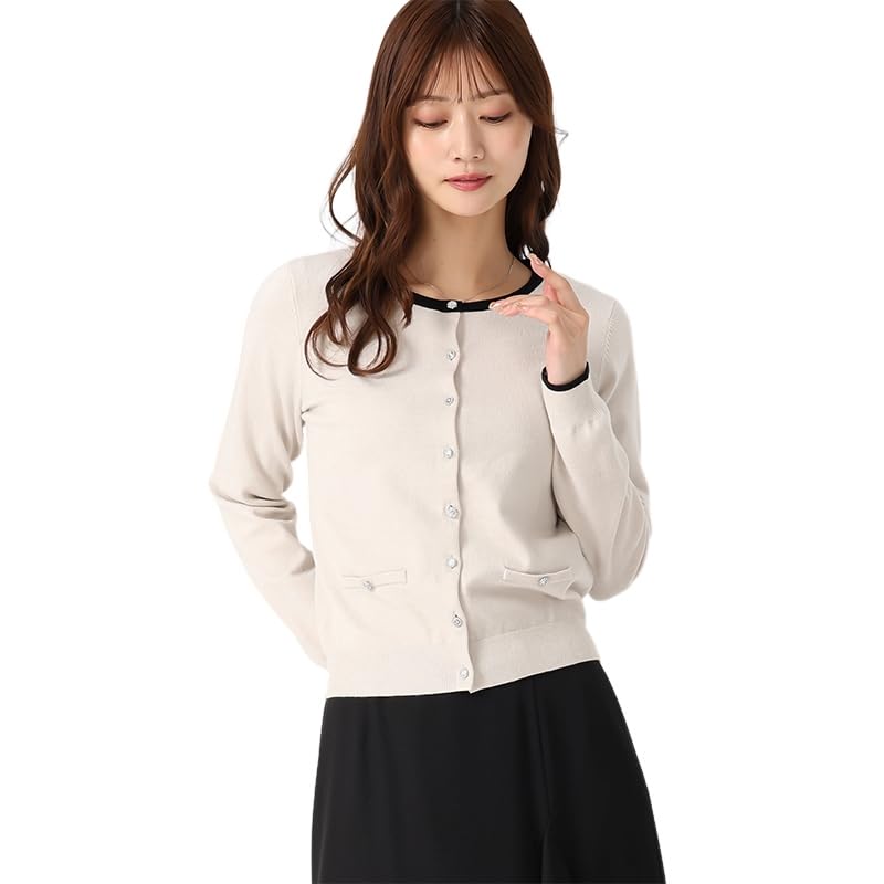 [ミッシュマッシュ] カーディガン/ボレロ レディース カーディガン ニット 羽織 ベーシック フェミニン シンプル ビジュー ポケット付き 着回し オフィスカジュアル 通勤服 お出かけ