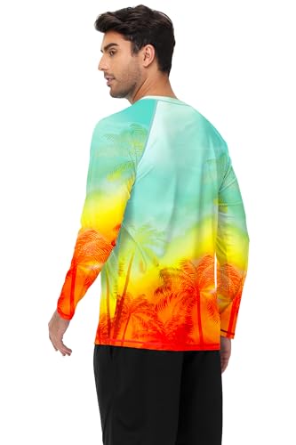 Image of AOBUTE Mens Long Sleeve Swim Shirt Quick Dry Sun Protection Rash Guard