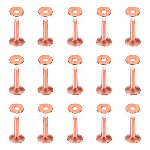 Swpeet 50 piezas de remaches de cobre y rebabas de 10 x 3,3 x 14 mm, kit de bricolaje de cuero para cinturones, carteras, collares de cuero, artículos de artesanía Cover