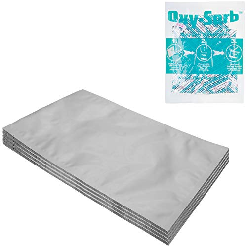 Dry-Packs 20-1 Gallon 10-Inch by 16-Inch Mylar Bags and 300cc Oxy-Sorb Oxygen Absorbers for Long Term Food Storage Preservation (MB10x16-300CC-20PK-ALT1), Silver (20+20S5)