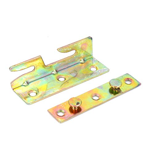 New Lon0167 Furniture Wood Featured Bed Fitting Yellow reliable efficacy Zinc Plated Snap Connectors Rail Bracket 4pcs(id:ba3 71 eb 5cc)
