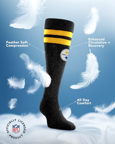 For Bare Feet NFL PITTSBURGH STEELERS Cozy Feather Compression Varsity Stripe Team Color Small/Medium - Image 4