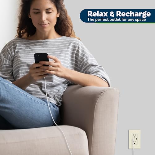 TOPGREENER 2-Port USB Outlet, 4.2A Type C USB Wall Outlet, Light Almond by TOPGREENER - Used condition - Image 6