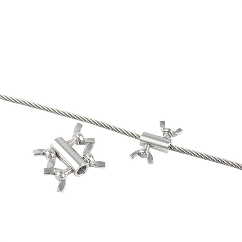 Morsetti for funi metalliche, 2 pezzi di fissaggio for funi metalliche in acciaio inossidabile 304 con chiusura manuale, fibbia a farfalla for clip for funi metalliche da 1,5/2/3/4/5/6/8/10/12 mm (per