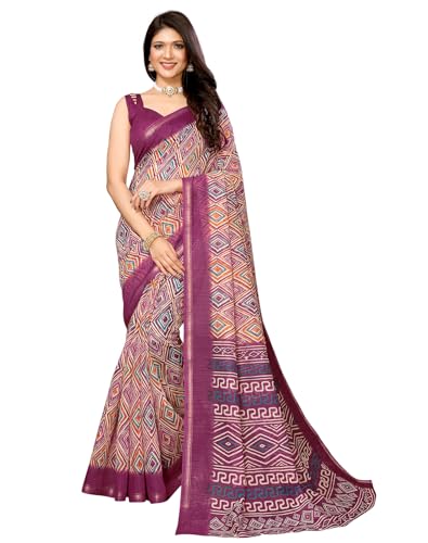 Sari traditionnel KULIA® en lin violet : le cadeau traditionnel parfait pour femme élégante