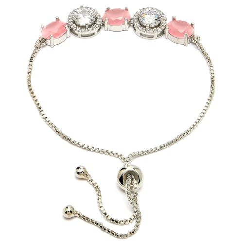 Image of ZENEME Rhodium Plated Brass Crystal Stylish Silver Plated American Diamond Melodic Opulence Bracelets For Women & Gifts For Girls Jewellery
