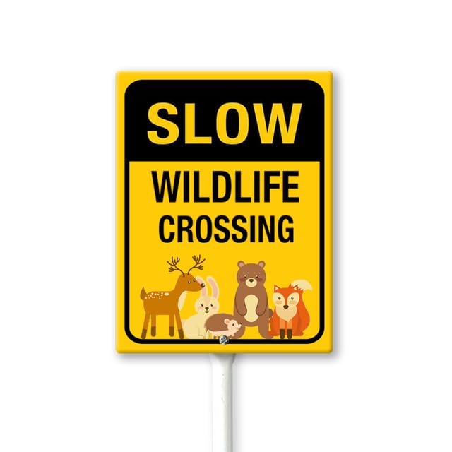 Geroclonup Slow Wildlife Crossing Yard Sign with Stake 12x8inch Rustproof Aluminum Sign Outdoor Aluminum Sign for Lawn Yard Garden Decor, Easy to Install, Outdoor Use