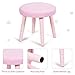 Costzon Kids Vanity Set, Wooden Princess Makeup Table with Cushioned Stool, Large Drawer, Solid Wooden Legs and Crown Mirror, Pretend Beauty Make Up Dressing Play Set for Girls Best Gift (Pink)