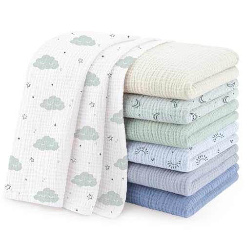 Susurration Muslin Cloths for Baby 100% Cotton Baby Muslin Squares Cloths for Newborn Boy and Girl Soft Breathable and Extremely Absorbent Baby Muslin Burp Cloths 60 x 60 cm 7 Pack