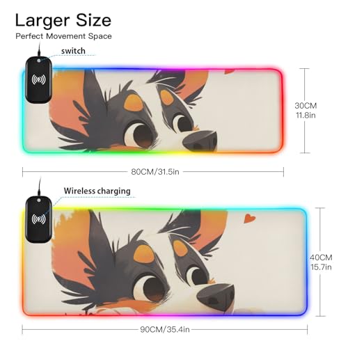 Tapis de souris lumineux chiot de dessin animé décor bureau ado - 3