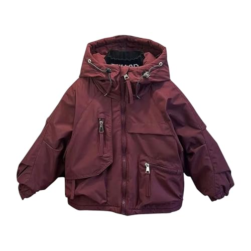Kids Cargo Raincoat Hooded Zip Solid 𝗪aterproof Oversize Outerwear Warm Windproof Rain Jacket with Pocket