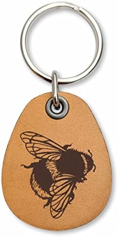 ForLeatherMore Genuine Leather Bee Keychain Insect key fob Lightweight and durable Honeybee holder for your keys