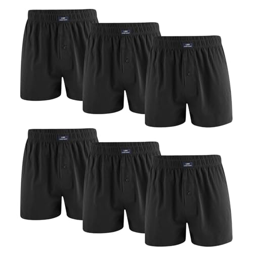 Bóxer para hombre de algodón L&K en pack de 6 diseños clásicos para oficina y descanso