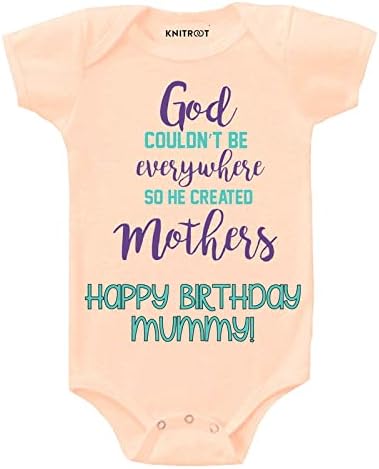 KNITROOT Mom Family Special Onesies, Unisex Baby Cotton Lycra Envelope Neck Half Sleeve White Romper, Bodysuit, God Couldn't Be Everywhere So He Created Mothers, Infant Cloths for Boys & Girls