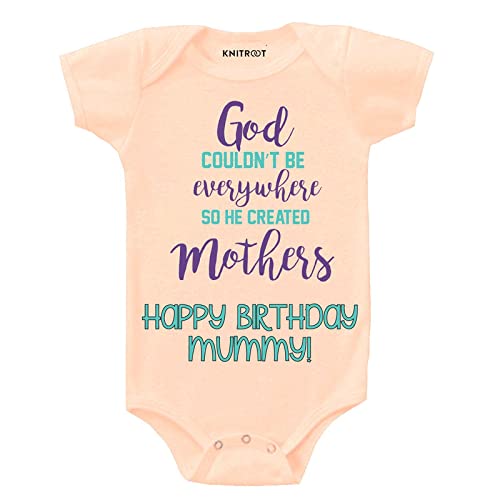 KNITROOT Mom Family Special Onesies, Unisex Baby Cotton Lycra Envelope Neck Half Sleeve White Romper, Bodysuit, God Couldn't Be Everywhere So He Created Mothers, Infant Cloths for Boys & Girls