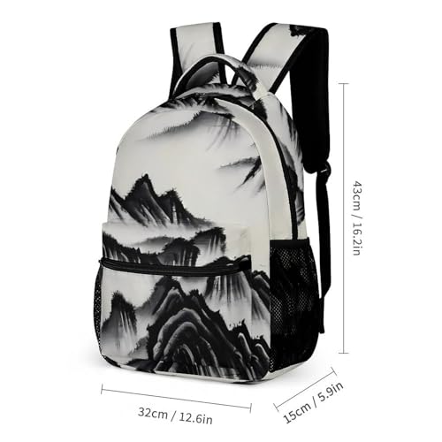 Chinese Landscape Painting Backpack for Travel, Ultra Durable Small Bookbag Lightweight Daypack for Women Men2