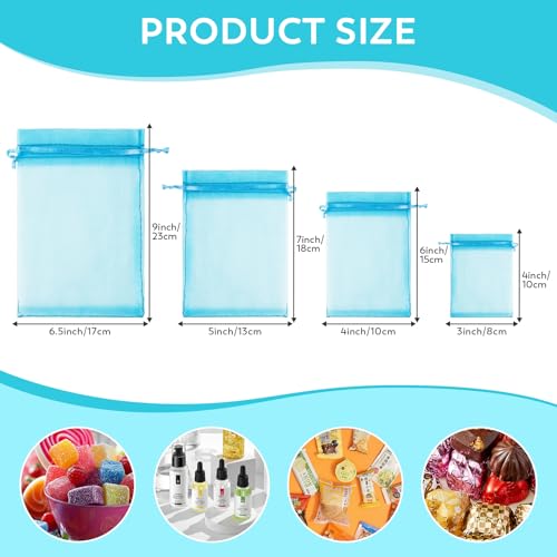 Image of Crweety 50PCS Organza Bags 6x9 Large Gift Bags Blue Cute Mesh Bags Drawstring Sheer Pouches for Candy Jewelry Treats Wedding Favors Baby Shower Birthday Party Mother's Day, Gifts Wrapping Supplies