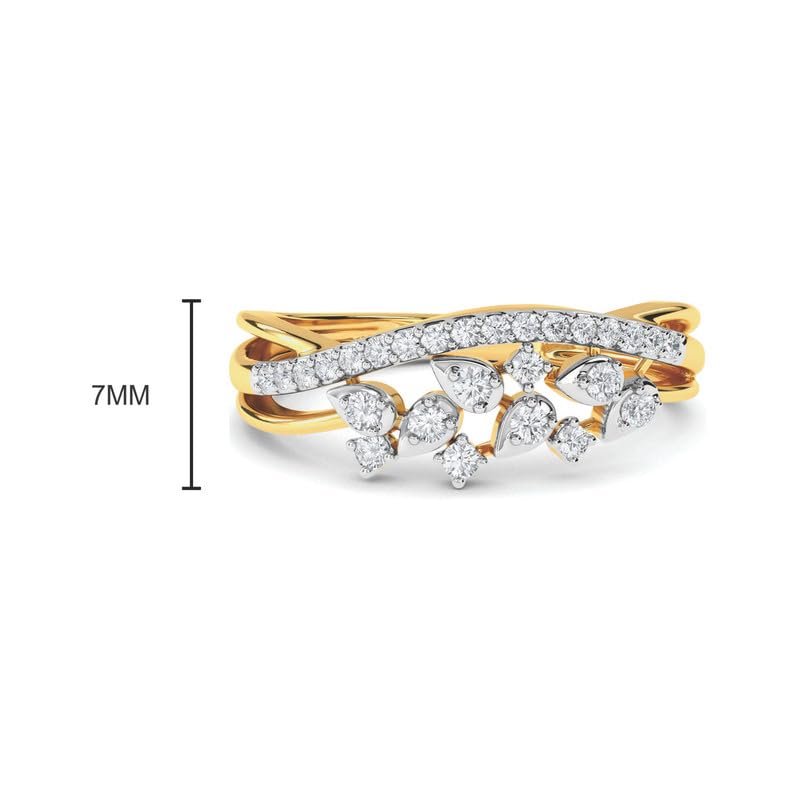 Image of KISNA 14k / 18k Real Gold & Diamond Ring | Diwali, Rakhi Rakshabandhan Gift for Sister /Bhabhi /Women | With Certificate of Authenticity & BIS-Hallmarked Gold Jewellery | Shaona Ring