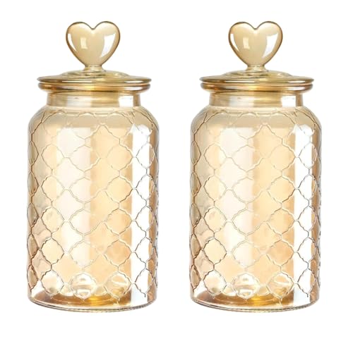 Image of bellemax 1000ML Clear Glass Storage Jar With Pop Air Tight Glass Lids- Airtight Food Jars Glass Kitchen Containers For Pantry, Pickle Jar, Sugar Pasta Cereal Flour Sugar Storage Jar (BM-02, Set of 2)