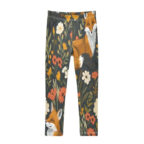 Toddler Girls Leggings Printed Yoga Pants Leggings Fox Sit in Flowers for Kids
